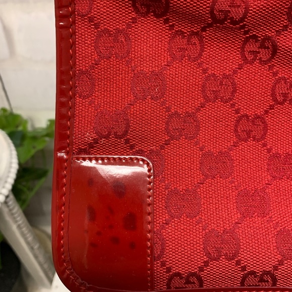 ⭐ Gucci Tote Bag Red Leather and Canvas 412819 - Picture 8 of 11